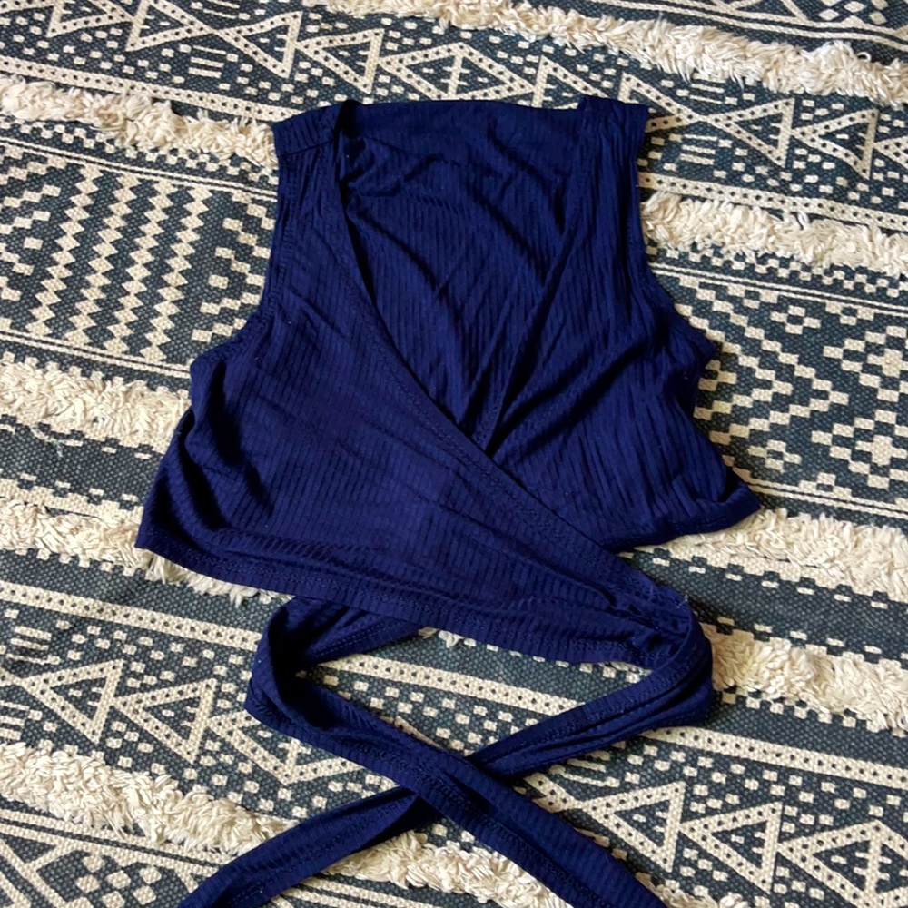 Navy blue wrap around tank top